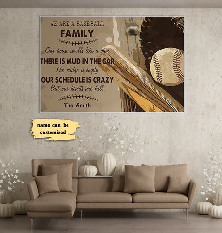 Image of WE ARE A BASEBALL FAMILY CUSTOM CANVAS