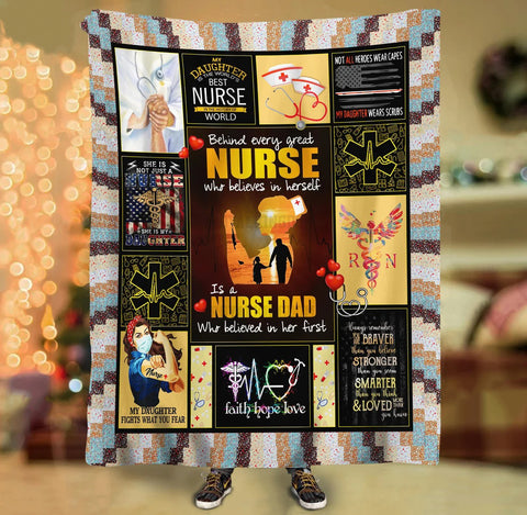 Behind Every Great Nurse Is A Nurse Dad Blanket
