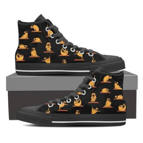Image of Pug Yoga - Women's High Top Canvas Shoes