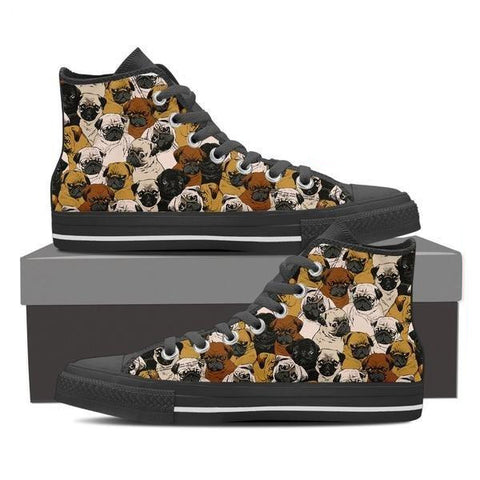 Image of Pugs - Women's High Top Canvas Shoes