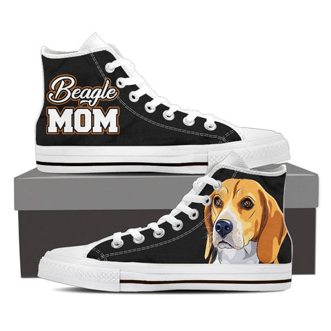 Image of Beagle Mom - Women's High Top Canvas Shoes -  High Top Canvas Shoes - EZ9 STORE
