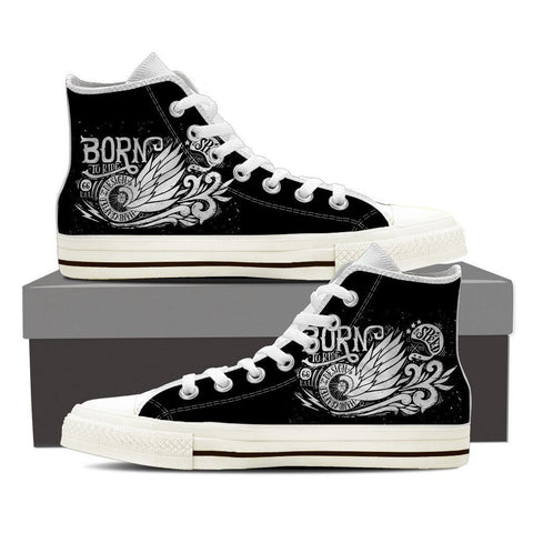 Image of Born To Ride - Women High Top Canvas Shoes -  High Top Canvas Shoes - EZ9 STORE