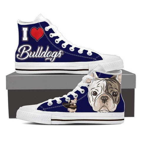 Image of Bulldogs High Top Shoes -  High Top Canvas Shoes - EZ9 STORE