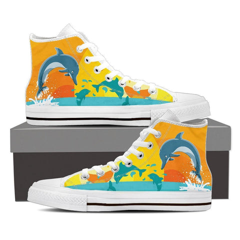 Image of Dolphin Lover - Women High Top Canvas Shoe -  High Top Canvas Shoes - EZ9 STORE