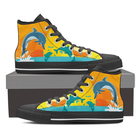 Image of Dolphin Lover - Women High Top Canvas Shoe -  High Top Canvas Shoes - EZ9 STORE