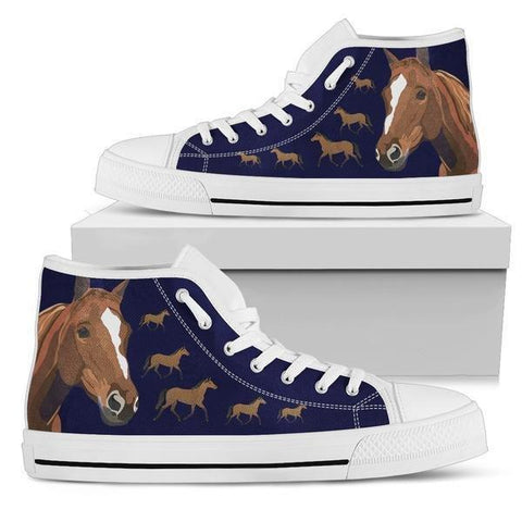 Image of Horse High Top Canvas Shoes -  High Top Canvas Shoes - EZ9 STORE
