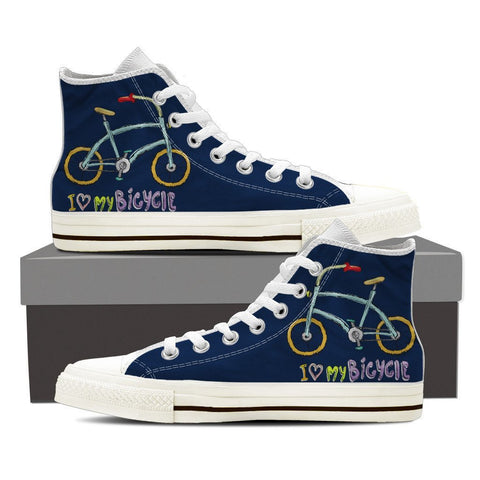 Image of "I Love My Bicycle" High Top Canvas Shoes -  High Top Canvas Shoes - EZ9 STORE