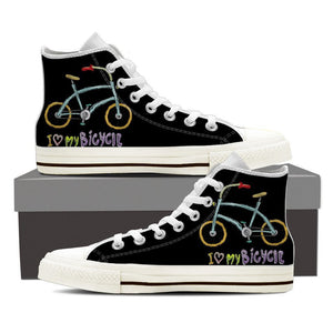 "I Love My Bicycle" High Top Canvas Shoes -  High Top Canvas Shoes - EZ9 STORE