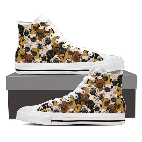 Image of Pugs - Women's High Top Canvas Shoes -  High Top Canvas Shoes - EZ9 STORE