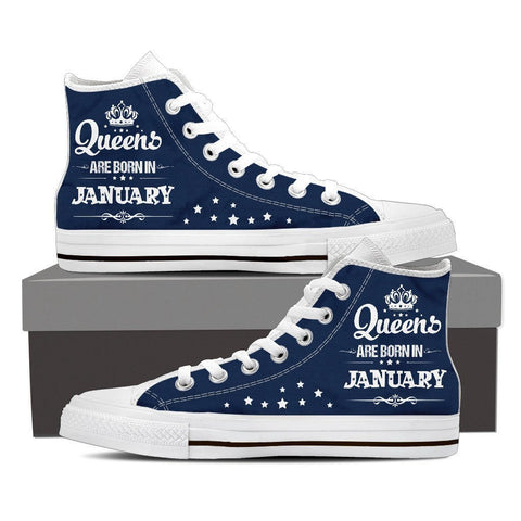 Image of Queens Are Born In January High Top Canvas Shoes -  High Top Canvas Shoes - EZ9 STORE