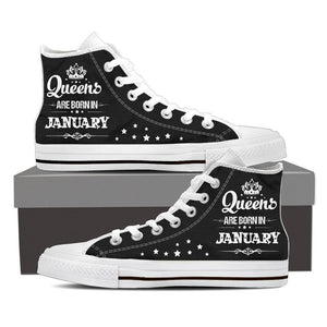 Queens Are Born In January High Top Canvas Shoes -  High Top Canvas Shoes - EZ9 STORE