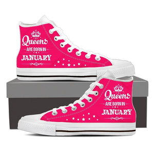 Queens Are Born In January High Top Canvas Shoes -  High Top Canvas Shoes - EZ9 STORE