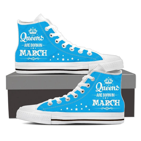 Image of Queens Are Born In March High Top Canvas Shoes -  High Top Canvas Shoes - EZ9 STORE