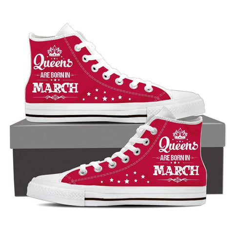 Image of Queens Are Born In March High Top Canvas Shoes -  High Top Canvas Shoes - EZ9 STORE