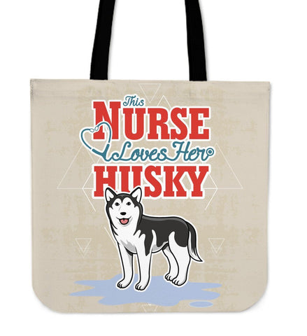 Image of This Nurse Loves Her Husky Tote Bag -  Tote Bag - EZ9 STORE